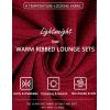 Ekouaer Womens Pajamas Set 2 Piece Lounge Sets Ribbed Knit Button Down Pjs Set Fleece Long Sleeve Sleepwear(Burgundy)