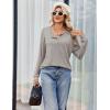 Ekouaer Womens Pajamas Set 2 Piece Lounge Sets Ribbed Knit Button Down Pjs Set Fleece Long Sleeve Sleepwear(Charcoal Gray)