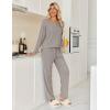 Ekouaer Womens Pajamas Set 2 Piece Lounge Sets Ribbed Knit Button Down Pjs Set Fleece Long Sleeve Sleepwear(Charcoal Gray)