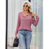 Ekouaer Womens Pajamas Set 2 Piece Lounge Sets Ribbed Knit Button Down Pjs Set Fleece Long Sleeve Sleepwear(Dusty Rose)