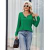 Ekouaer Womens Pajamas Set 2 Piece Lounge Sets Ribbed Knit Button Down Pjs Set Fleece Long Sleeve Sleepwear(Forest Green)