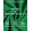 Ekouaer Womens Pajamas Set 2 Piece Lounge Sets Ribbed Knit Button Down Pjs Set Fleece Long Sleeve Sleepwear(Forest Green)