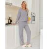 Ekouaer Womens Pajamas Set 2 Piece Lounge Sets Ribbed Knit Button Down Pjs Set Fleece Long Sleeve Sleepwear(Heather Gray)