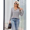 Ekouaer Womens Pajamas Set 2 Piece Lounge Sets Ribbed Knit Button Down Pjs Set Fleece Long Sleeve Sleepwear(Heather Gray)