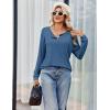 Ekouaer Womens Pajamas Set 2 Piece Lounge Sets Ribbed Knit Button Down Pjs Set Fleece Long Sleeve Sleepwear(Royal Blue)