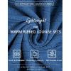 Ekouaer Womens Pajamas Set 2 Piece Lounge Sets Ribbed Knit Button Down Pjs Set Fleece Long Sleeve Sleepwear(Royal Blue)