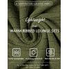 Ekouaer Womens Pajamas Set 2 Piece Lounge Sets Ribbed Knit Button Down Pjs Set Fleece Long Sleeve Sleepwear(Sage Green)