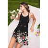 Ekouaer Women’s Racerback Sleeveless Nightgown(Black Flower)