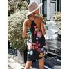 Ekouaer Women’s Racerback Sleeveless Nightgown(Black Red Flower)