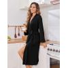 Ekouaer Womens Robe Long Knit Kimono Bathrobe Lightweight Sleepwear Soft Ladies Loungewear with Pockets, S-XXL(Black)