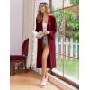 Ekouaer Womens Robe Long Knit Kimono Bathrobe Lightweight Sleepwear Soft Ladies Loungewear with Pockets, S-XXL(Burgundy)