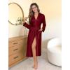 Ekouaer Womens Robe Long Knit Kimono Bathrobe Lightweight Sleepwear Soft Ladies Loungewear with Pockets, S-XXL(Burgundy)