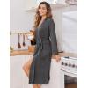 Ekouaer Womens Robe Long Knit Kimono Bathrobe Lightweight Sleepwear Soft Ladies Loungewear with Pockets, S-XXL(Dark Gray)