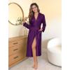 Ekouaer Womens Robe Long Knit Kimono Bathrobe Lightweight Sleepwear Soft Ladies Loungewear with Pockets, S-XXL(Dark Purple)
