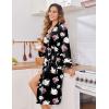 Ekouaer Womens Robe Long Knit Kimono Bathrobe Lightweight Sleepwear Soft Ladies Loungewear with Pockets, S-XXL(Floral Black)