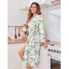 Ekouaer Womens Robe Long Knit Kimono Bathrobe Lightweight Sleepwear Soft Ladies Loungewear with Pockets, S-XXL(Green Leaves Red Floral)