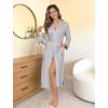 Ekouaer Womens Robe Long Knit Kimono Bathrobe Lightweight Sleepwear Soft Ladies Loungewear with Pockets, S-XXL(Light Gray)