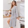 Ekouaer Womens Robe Long Knit Kimono Bathrobe Lightweight Sleepwear Soft Ladies Loungewear with Pockets, S-XXL(Light Gray)