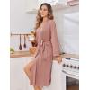 Ekouaer Womens Robe Long Knit Kimono Bathrobe Lightweight Sleepwear Soft Ladies Loungewear with Pockets, S-XXL(Pink)