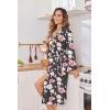 Ekouaer Womens Robe Long Knit Kimono Bathrobe Lightweight Sleepwear Soft Ladies Loungewear with Pockets, S-XXL(Pink Flowers)