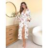 Ekouaer Womens Robe Long Knit Kimono Bathrobe Lightweight Sleepwear Soft Ladies Loungewear with Pockets, S-XXL(White Red Flowers)