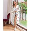 Ekouaer Womens Robe Long Knit Kimono Bathrobe Lightweight Sleepwear Soft Ladies Loungewear with Pockets, S-XXL(White Red Flowers)