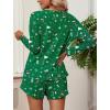 Ekouaer Womens Waffle Knit Pajama Sets Long Sleeve Top and Shorts Matching Lounge Set Loungewear Sweatsuit with Pockets(Green Christmas Pattern)