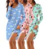 Ekouaer 3 Pack Women’s Nightgowns Long Sleeve Sleep Shirts Comfy Soft Nightshirt Women Pajama Sleep Dress Cute Sleepwear(Beach moon pink Sheep)