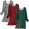 Ekouaer 3 Pack Women’s Nightgowns Long Sleeve Sleep Shirts Comfy Soft Nightshirt Women Pajama Sleep Dress Cute Sleepwear(Red Plaid green Plaid white Plaid)