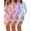 Ekouaer 3 Pack Women’s Nightgowns Long Sleeve Sleep Shirts Comfy Soft Nightshirt Women Pajama Sleep Dress Cute Sleepwear(Star purple pink Sheep)