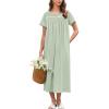 Ekouaer Cotton Nightgowns for Women Long Night Gown Short Sleeve Sleepdress Victorian Sleepwear Nightdress with Pockets(Light Green)
