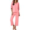 Ekouaer Lounge Sets for Women Comfy Pajamas Set 2 Piece Outfits Short Sleeve Tops and Wide Leg Pants with Large Pockets(Coral Pink)
