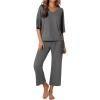 Ekouaer Lounge Sets for Women Comfy Pajamas Set 2 Piece Outfits Short Sleeve Tops and Wide Leg Pants with Large Pockets(Gray)