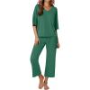 Ekouaer Lounge Sets for Women Comfy Pajamas Set 2 Piece Outfits Short Sleeve Tops and Wide Leg Pants with Large Pockets(Ivy Green)