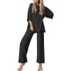 Ekouaer Lounge Sets for Women Short Sleeve Tops and Long Pants Soft Comfy Pajamas Set 2 Piece Outfits S-XXL(Black)
