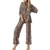 Ekouaer Lounge Sets for Women Short Sleeve Tops and Long Pants Soft Comfy Pajamas Set 2 Piece Outfits S-XXL(Brown Leopard)