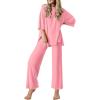 Ekouaer Lounge Sets for Women Short Sleeve Tops and Long Pants Soft Comfy Pajamas Set 2 Piece Outfits S-XXL(Coral Pink)