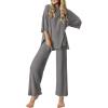 Ekouaer Lounge Sets for Women Short Sleeve Tops and Long Pants Soft Comfy Pajamas Set 2 Piece Outfits S-XXL(Dark Gray)