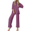 Ekouaer Lounge Sets for Women Short Sleeve Tops and Long Pants Soft Comfy Pajamas Set 2 Piece Outfits S-XXL(Fuchsia)