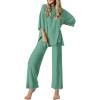 Ekouaer Lounge Sets for Women Short Sleeve Tops and Long Pants Soft Comfy Pajamas Set 2 Piece Outfits S-XXL(Gray Green)