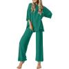Ekouaer Lounge Sets for Women Short Sleeve Tops and Long Pants Soft Comfy Pajamas Set 2 Piece Outfits S-XXL(Ivy Green)
