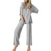 Ekouaer Lounge Sets for Women Short Sleeve Tops and Long Pants Soft Comfy Pajamas Set 2 Piece Outfits S-XXL(Light Gray)