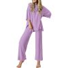 Ekouaer Lounge Sets for Women Short Sleeve Tops and Long Pants Soft Comfy Pajamas Set 2 Piece Outfits S-XXL(Lilac)
