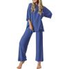 Ekouaer Lounge Sets for Women Short Sleeve Tops and Long Pants Soft Comfy Pajamas Set 2 Piece Outfits S-XXL(Navy)
