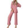 Ekouaer Lounge Sets for Women Short Sleeve Tops and Long Pants Soft Comfy Pajamas Set 2 Piece Outfits S-XXL(Old Rose)