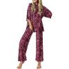 Ekouaer Lounge Sets for Women Short Sleeve Tops and Long Pants Soft Comfy Pajamas Set 2 Piece Outfits S-XXL(Rose Leopard)
