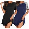 Ekouaer Nightgowns for Women 2 Pack Bamboo Viscose Sleep Shirts Short Sleeve Nightshirt Comfy Sleepdress Soft Sleepwear(Black/Navy Blue)