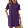 Ekouaer Nightgowns for Women Cotton Sleep Shirts Tshirt Nightshirt Casual Sleepdress Pullover Dress with Pockets S-3XL(Dark Purple)