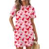 Ekouaer Nightgowns for Women Cotton Sleep Shirts Tshirt Nightshirt Casual Sleepdress Pullover Dress with Pockets S-3XL(Heart)