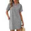 Ekouaer Nightgowns for Women Cotton Sleep Shirts Tshirt Nightshirt Casual Sleepdress Pullover Dress with Pockets S-3XL(Light Gray)